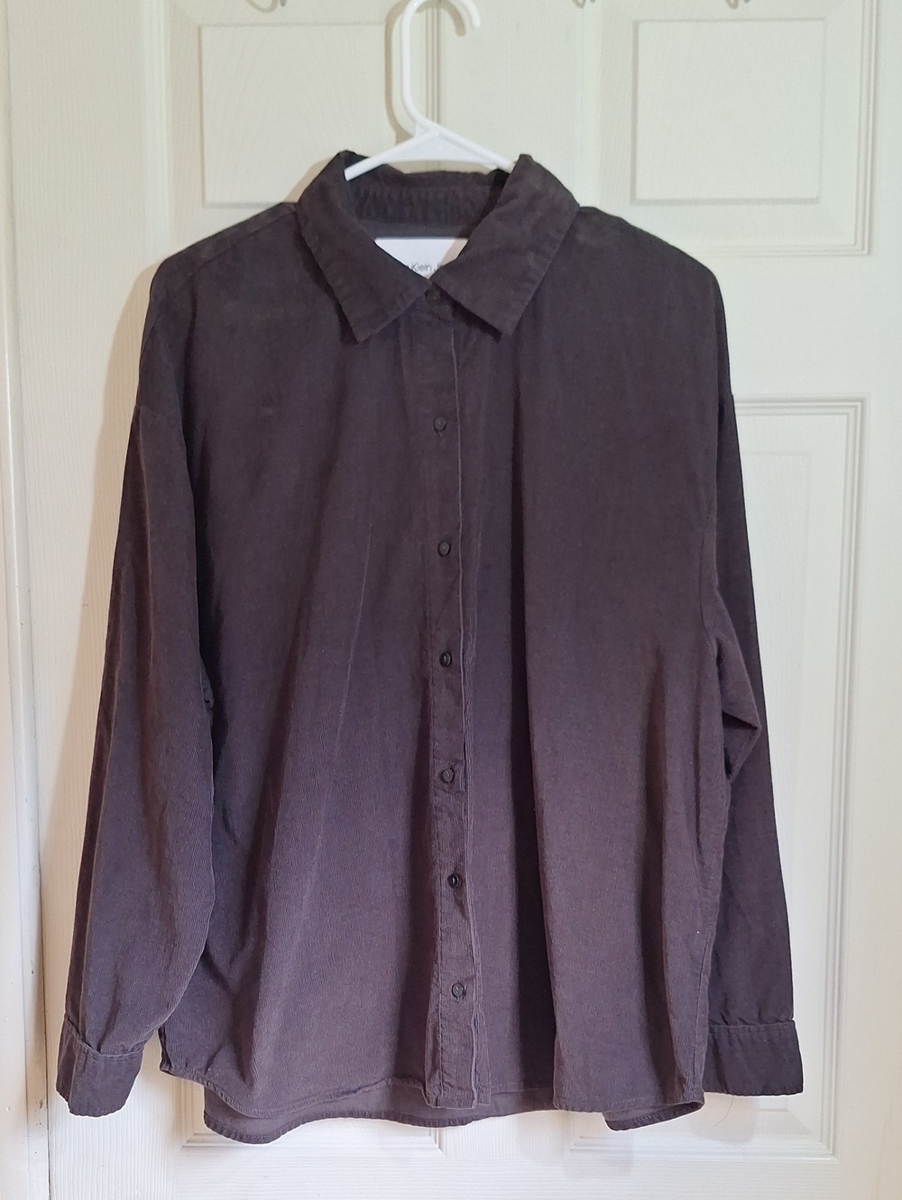 Calvin Klein Jeans Men's Brown Corduroy Long Sleeve Button-Down Shirt Size M